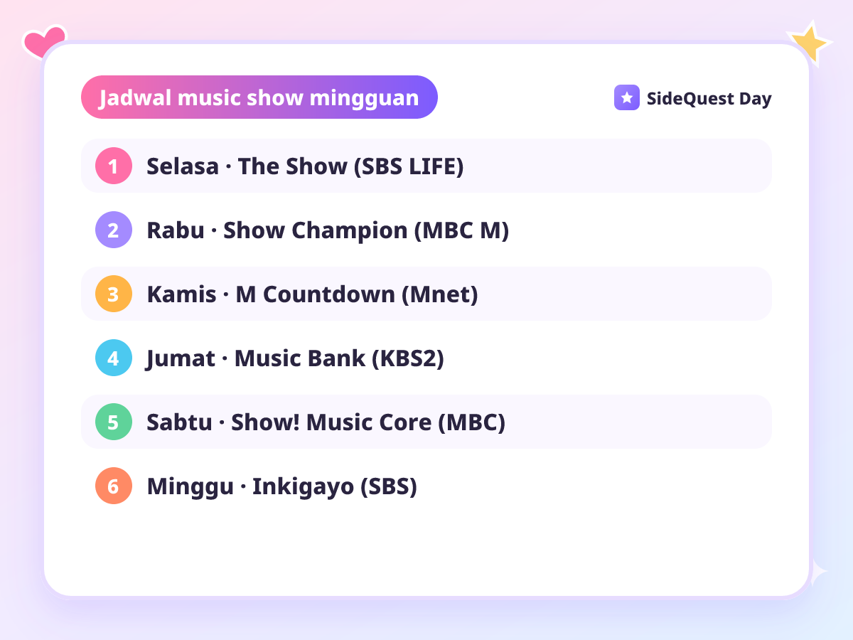Jadwal music show mingguan