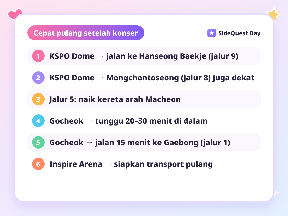 Cepat pulang setelah konser